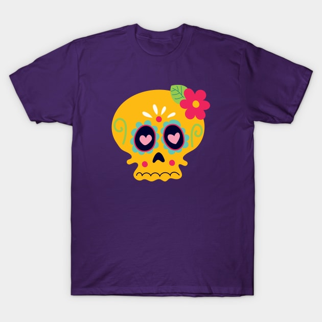 Yellow Sugar Skull T-Shirt by Alexandra Franzese